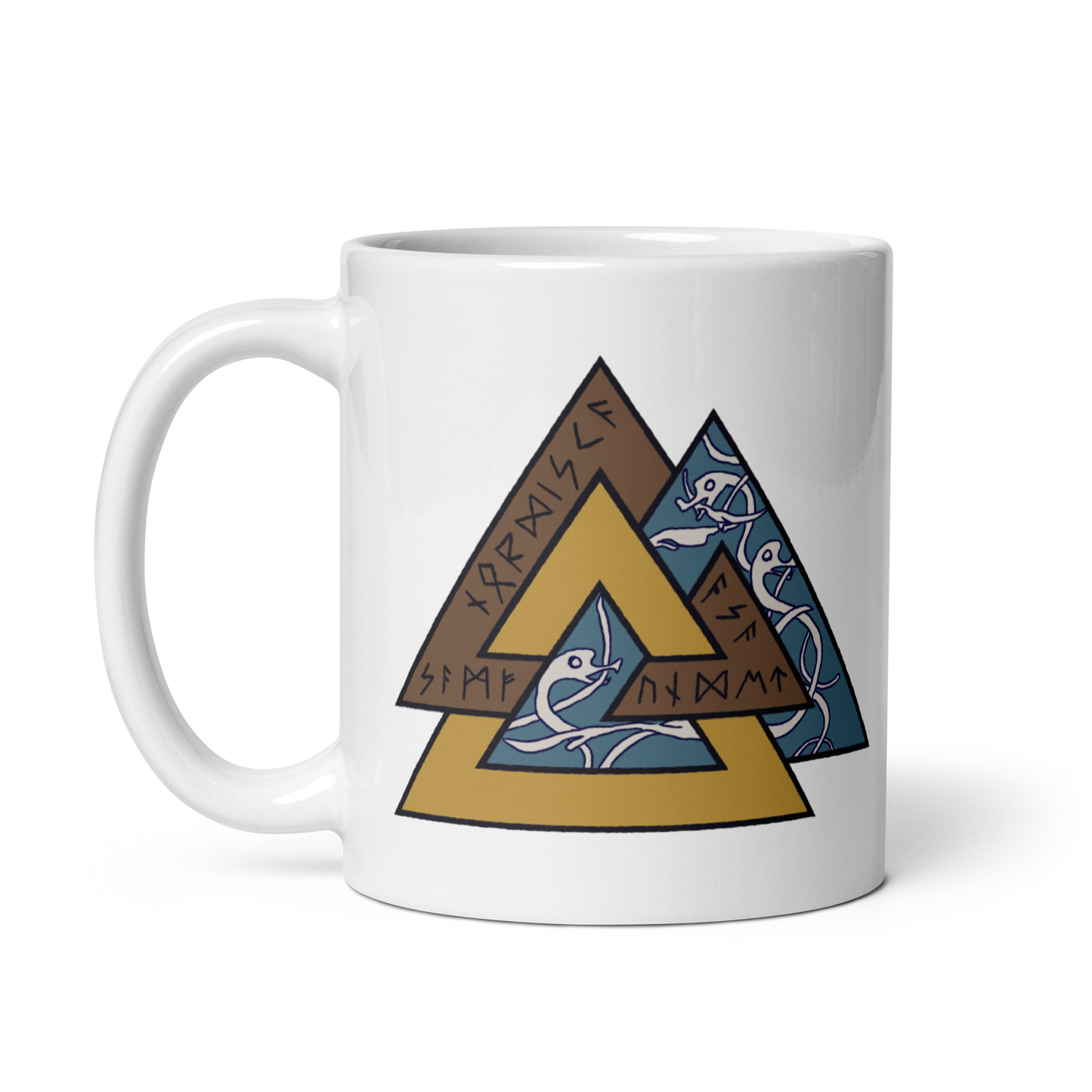 Vit keramikmugg med Asa-samfundet logo