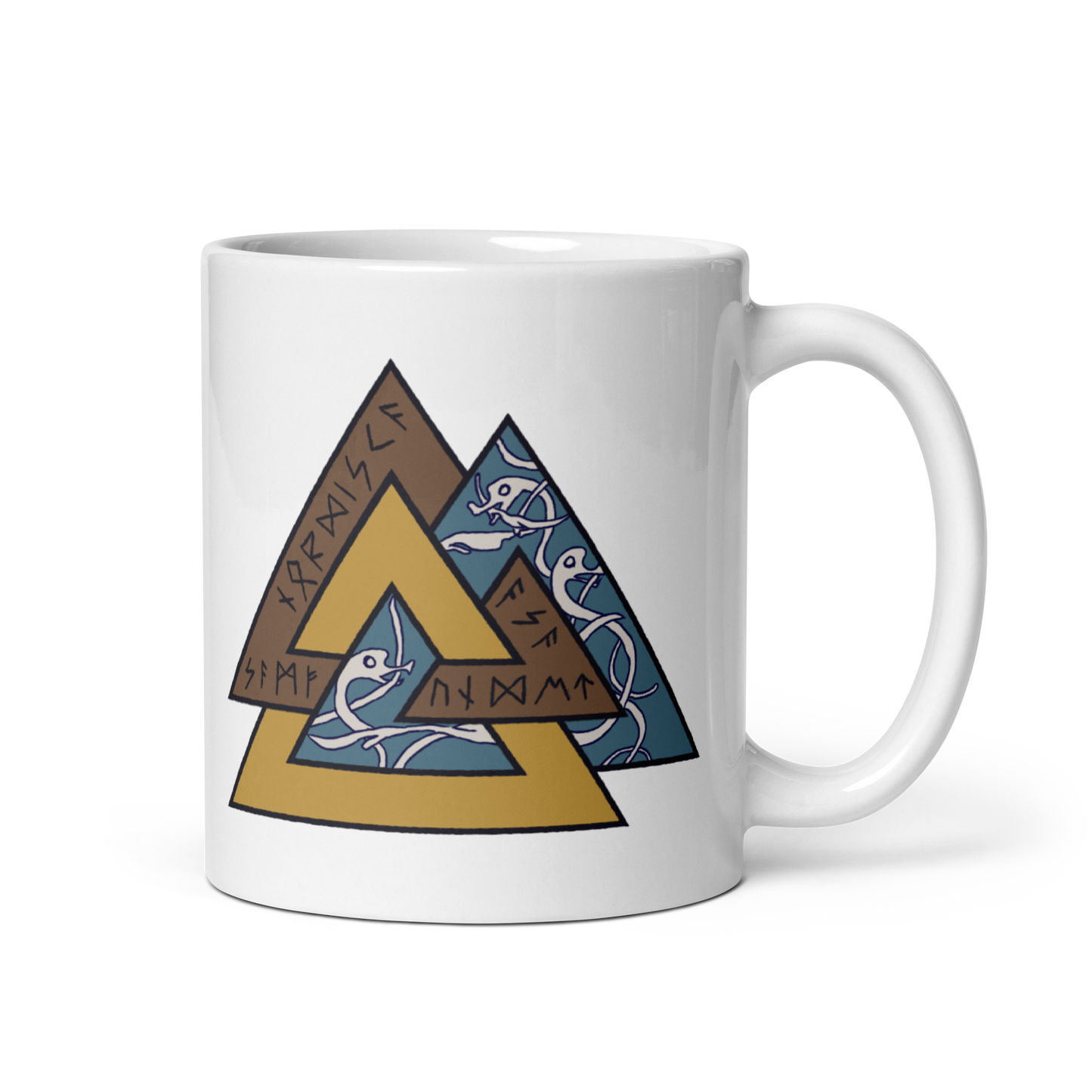 Vit keramikmugg med Asa-samfundet logo